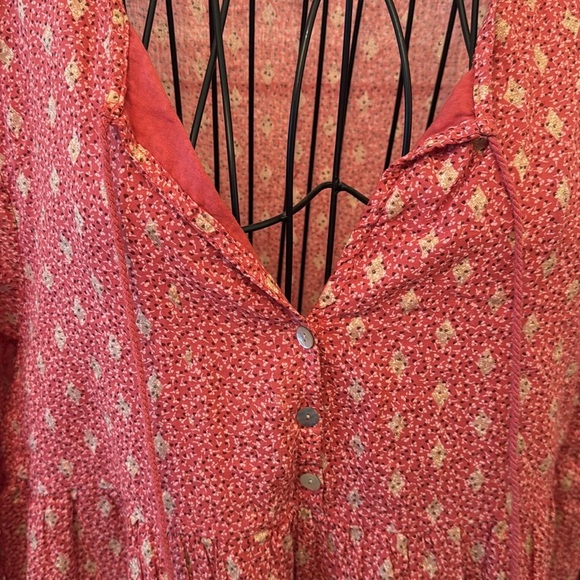 Scandal Italy Ordell Boho Tiered Pink Gold Long Sleeve Dress-Sz L - Picture 4 of 8